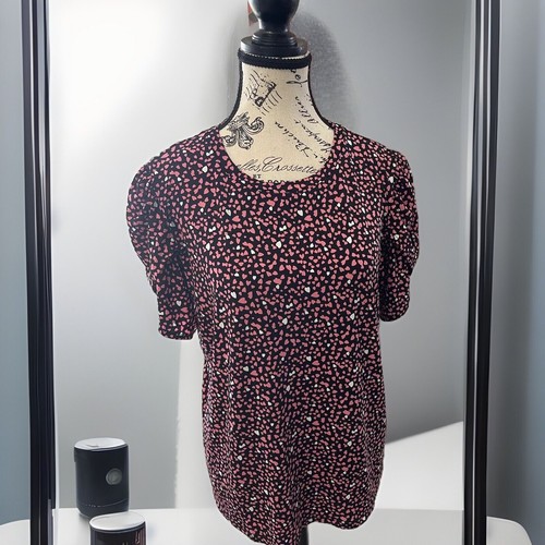 MICHAEL KORS Splendida CAMICIA TOP DONNA ROSSO stampa fiori manica 3 4 taglia M