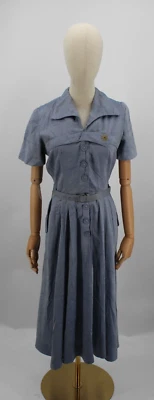 Vestido Vintage Mujer Pequeño Azul Manga Corta Formal Elegante Rayón Años 50 Foto 1 de 4