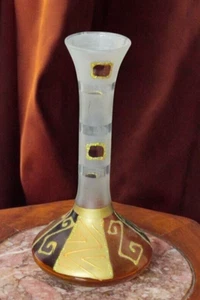 VASO a collo lungo in vetro artistico con timbro di murano, decori oro - Imagen 1 de 6