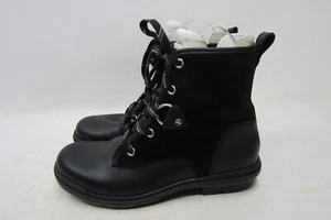 UGG Womens Size 8 M Black Leather Lace Up Zip Ankle Fashion Boots Bootie - Picture 1 of 11