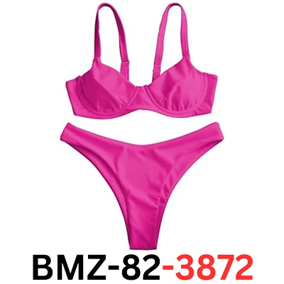 Conjunto de bikini acanalado con aros ZAFUL para mujer corte alto bloques de color muesca en V traje de baño S Foto 1 de 4