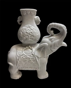 50er Jahre Blanc de Chine Elefant Statue/Übertopf weiß Porzellan makellos Vintage - Bild 1 von 12