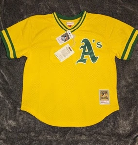Mitchell & Ness MLB Oakland Athletics Rickey Henderson BP Pullover Jersey Sz L - Picture 1 of 12