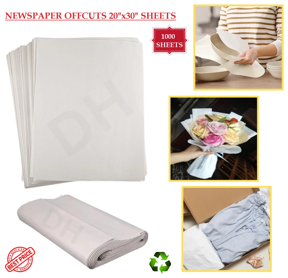1 X 10kg Ream of White Packing Paper Newspaper Offcuts
