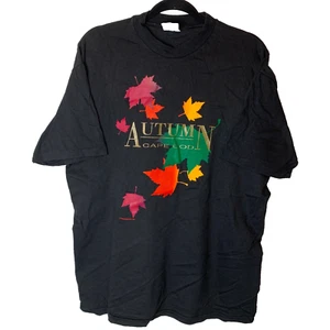 Vintage Hanes Autumn Cape Cod USA Black Single Stitch T Shirt Tee Size Men's L - Picture 1 of 9