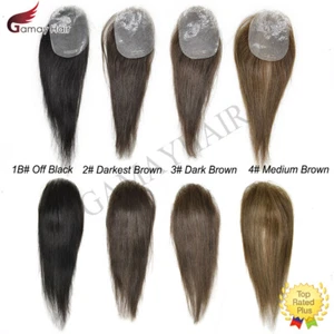 Invisible Women Topper Full Poly Human Hair Top Piece Skin Pu Toupee 6"-16" US - Picture 1 of 12