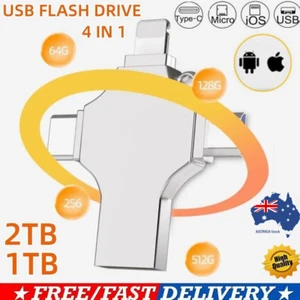 1TB 2TB 4in1 USB Flash Drive for iPhone iPad Android Pen Drive TypeC OTG Stick - Picture 1 of 14