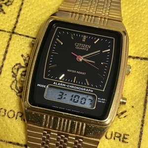 CITIZEN Analog Digital Watch Gold Japan Import Rare - Picture 1 of 5