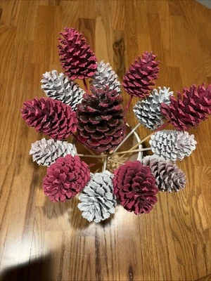 День рождения, День святого Валентина сладкий цветок 13 сосны шишки блестящий розовый белый - Изображение 1 из 4