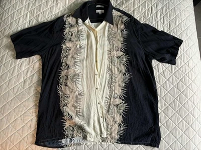 Pierre Cardin Hawaiian Shirt Black White Short Sleeve Button Up Casual Size XXLT - Image 1 of 4