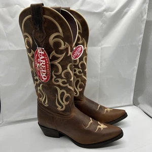 Neu im Karton Laredo Westernstiefel Damengröße 9,5 braun bestickt kniehoch Snip Toe - Bild 1 von 11