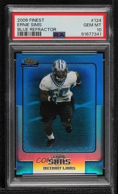 2006 Topps Finest Blue Refractor /299 Ernie Sims #124 PSA 10 GEM MT Rookie RC - Image 1 of 2