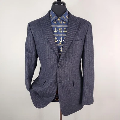 Blazer Banana Republic Para Hombres 44R Azul Lana Rayas Abrigo Deportivo Chaqueta de Dos Botones Foto 1 de 4