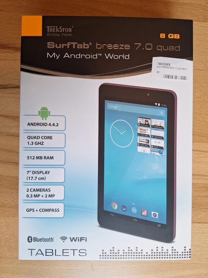 TrekStor SurfTab breeze 7.0 quad 8GB TOP Zustand mit OVP + original Displayfolie - Bild 1 von 4