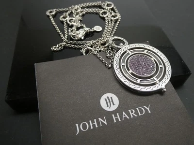 Collar Cadena Articulada JOHN HARDY Raro Puerta Luna Rosa Amatista Esterlina 925 Foto 1 de 4