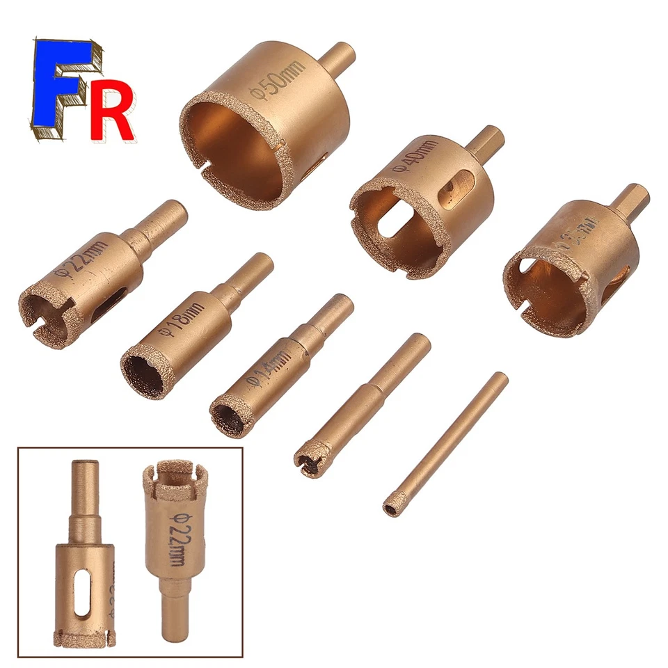 8 × Foret Diamant Scie Cloche Pro Outils de perçage 8 types Processus de brasage - Photo 1/4