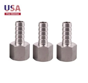 3/8" Hose Barb to 3/8" Female Home Brew Fitting 304 Stainless Steel 3PCS - Picture 1 of 5