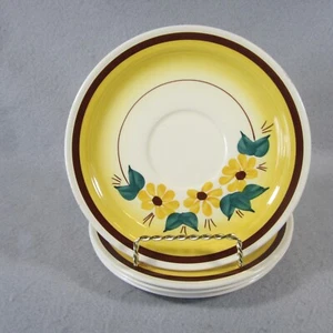 Vernonware Pottery Brown Eyed Susan Set of 4 Saucers 6 1/4" CA, USA - Picture 1 of 5