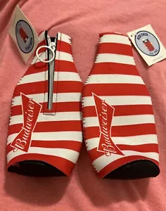 BUDWEISER KING OF BEERS 2 BEER BOTTLE SUIT COOLERS KOOZIE COOLIE HUGGIE BUD NEW - Picture 1 of 8