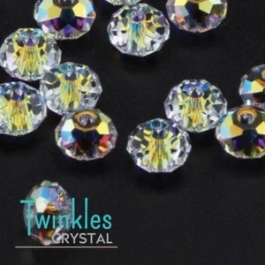 Swarovski #5040-6mm-001AB Crystal Beads Briolette Beads Rondelle Beads - Picture 1 of 4