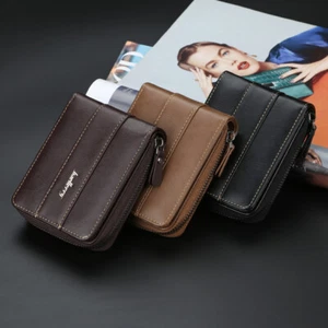 Men RFID Blocking Leather Bifold Wallet Credit Card ID Holder Zip Around Purse - Picture 1 of 14