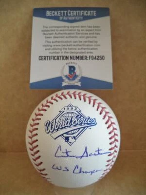 CITO GASTON BLUE JAYS FIRMADO BAJO 1993 WS LOGO BÉISBOL BECKETT F94250 Foto 1 de 3