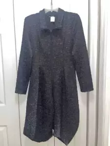 Women's SAMUEL DONG Black Pucker Print 100% Polyester Coat or Dress-Size XS-NWT - Picture 1 of 7