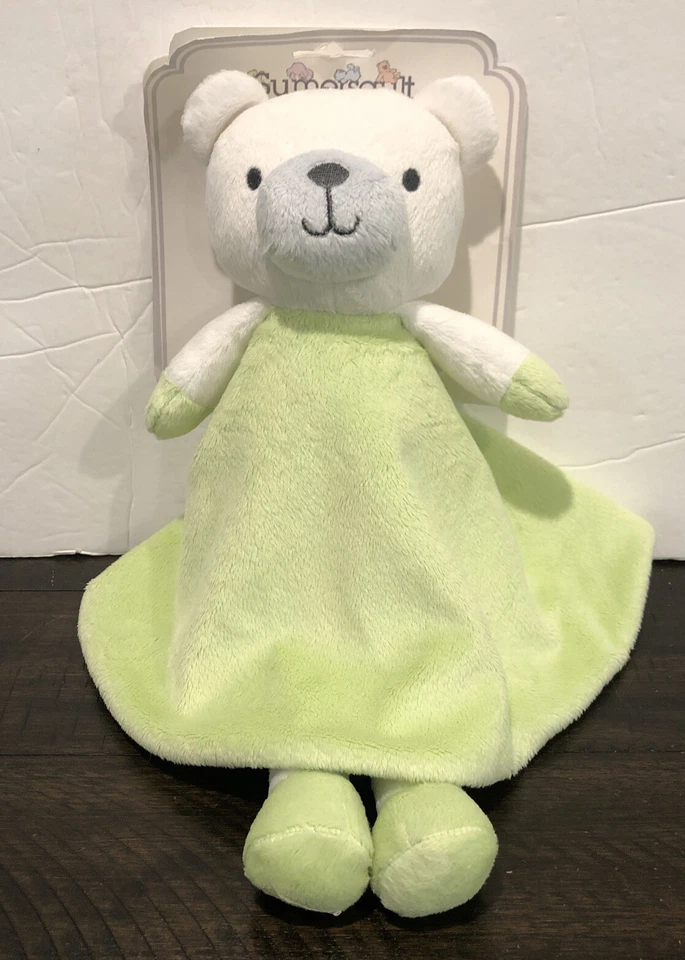 Juguete de peluche Sumersault Baby Security Friends Lovey verde suave/blanco raro NUEVO Foto 1 de 4