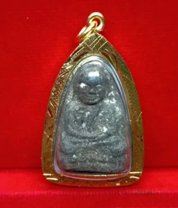 Phra LP Tuad Gold Micron Pendant Wat Chang Hai Temple Protect Thai Buddha Amulet - Picture 1 of 5