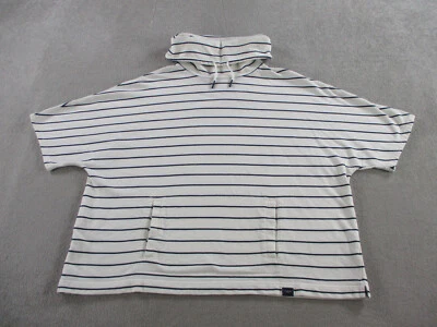 LL Bean Sweater Women L/XL White Blue Striped Cowl Neck Pullover Sweatshirt - Image 1 of 4