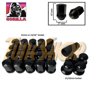 20+4 LOCK GORILLA LARGE SEAT OEM OE STOCK WHEELS LUG NUTS 14X1.5 M14 RIMS BLACK - Picture 1 of 2
