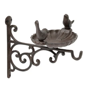 Cast Iron Wall Mounted Hanging Basket Bracket Bird Feeder and Bath Decorative - Picture 1 of 6