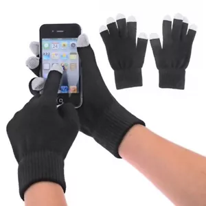 Guanti touch acrilico nero con dita grigie touch taglia unica per qualsiasi dispositivo - Foto 1 di 1