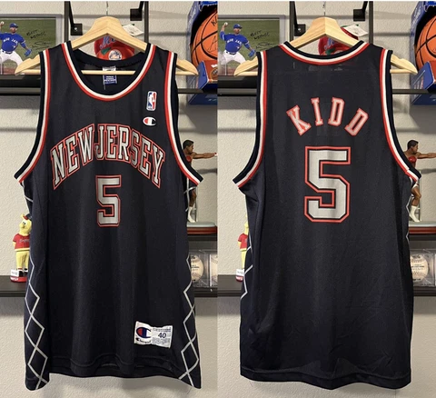 Vintage Champion Jason Kidd New Jersey Nets Navy Away NBA Jersey 40/M Cover