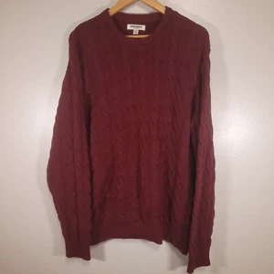 Maglione pullover girocollo Goodthreads uomo 2XLT marrone maglia cavo 100% cotone - Foto 1 di 6
