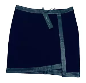 DECJUBA Skirt Black Asymmetrical Mini With Faux Leather Trim BNWT Size XS - Imagen 1 de 9