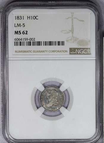 1831 Capped Bust Half Dime H10c NGC MS62 LM-5 Beautifully Toned! Cover
