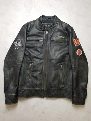 Superdry Leather Motorcycle Jacket - RARE  Limited UK Indian Chief Black Classic - Image 1 of 4