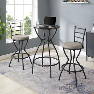 3 Piece Bar Table Chair Set Dining Kitchen Table Counter Height for Living Room - Picture 1 of 12