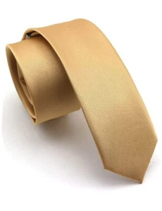 Schmale Herrenkrawatte goldene Seide 6 cm breit - Bild 1 von 1