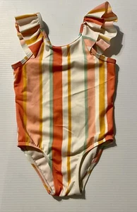 NEW Cat & Jack Sz 3T Orange Stripe Swimsuit - Picture 1 of 2