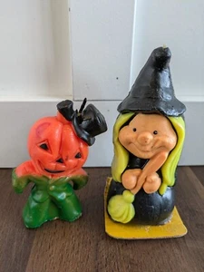 Vintage Halloween Candle Lot Of  Pumpkin Man Scarecrow Witch Suni  - Picture 1 of 9