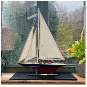 Detailed 50cm long wooden model Rainbow J Class Sailing Yacht - Picture 1 of 8