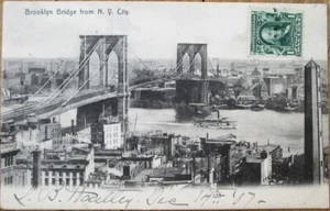 Ponte di Brooklyn da New York City, NY 1907 cartolina rotografica, New York Manhattan - Foto 1 di 1