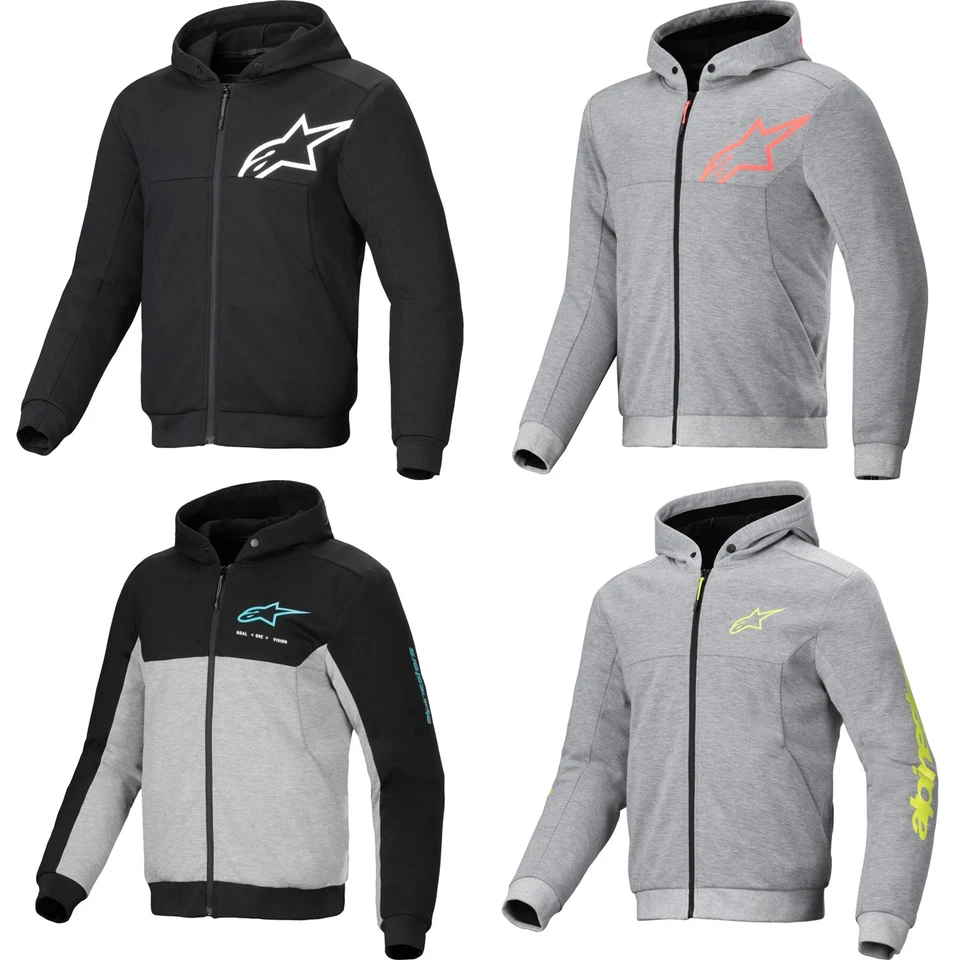 Herren Motorrad Hoodie Jacke - Alpinestars Chrome V2 Sport - Hoody mit Protektor