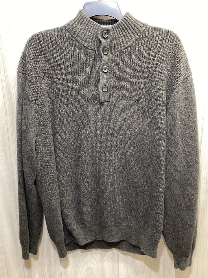 NAUTICA Men's (Size XXL) Mock Collar Long Sleeve 1/4 Button Sweater 100% Cotton - Image 1 of 3