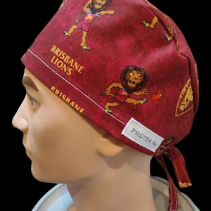 Brisbane Bears Tie Back Scrub Hat, Surgeons Cap, Doctors Nurses Cotton Made Aust - Picture 1 of 11