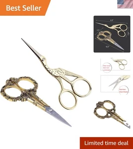 Classic Crane Design Gold Scissors - Perfect for Precision Embroidery & Sewing - Picture 1 of 9