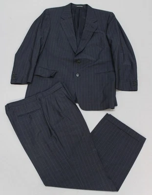 Ermenegildo Zegna Suit Mens 44 Long Navy Pinstripe Wool Mohair Made Italy Pants - Image 1 of 4