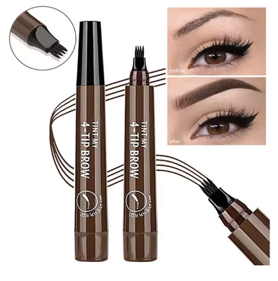 Eyebrow Pen Liquid Brow 4 Tip Pencil Micro Blading Waterproof Tattoo Fork Salon - Image 1 of 4